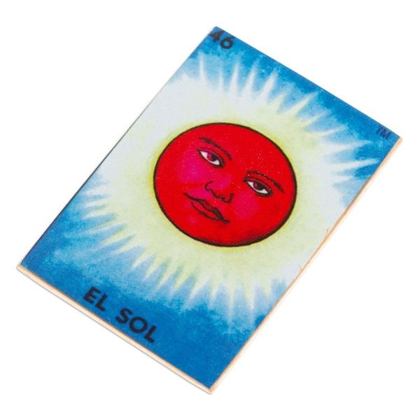 Alternate image for Mexican Wood Magnet with Red Sun Decoupage Burning Sun