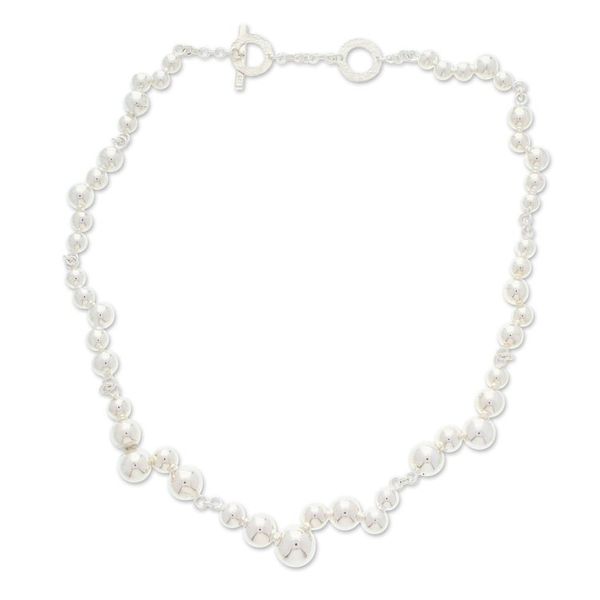 Alternate image for Polished Taxco Sterling Silver Link Necklace with Orbs Orb Glam