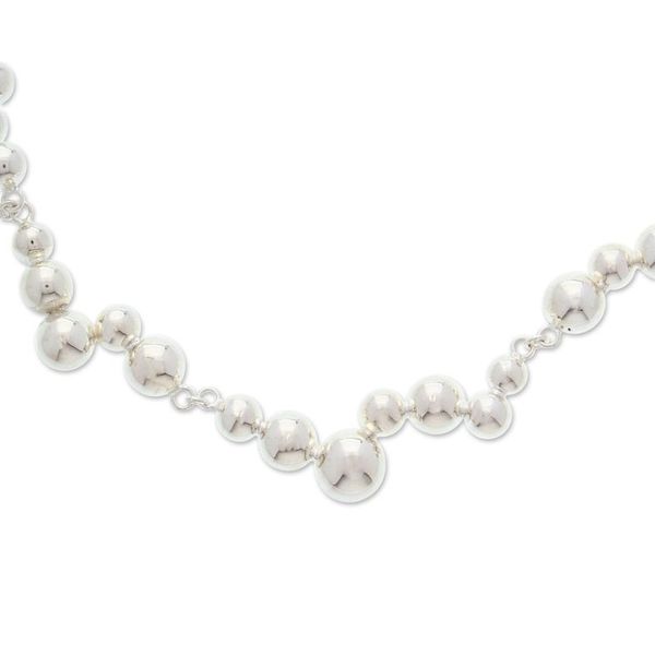 Alternate image for Polished Taxco Sterling Silver Link Necklace with Orbs Orb Glam