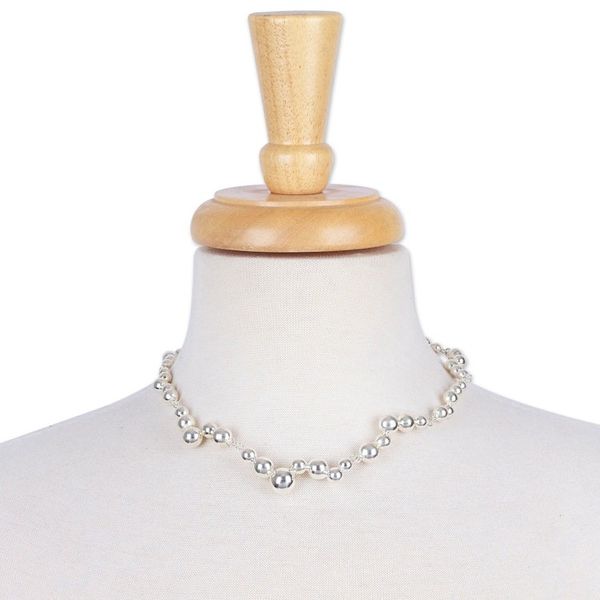Alternate image for Polished Taxco Sterling Silver Link Necklace with Orbs Orb Glam