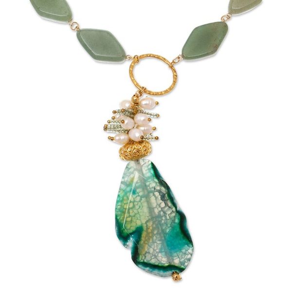 Alternate image for Gold-Accented Green Multi-Gemstone Pendant Necklace Divine Nature
