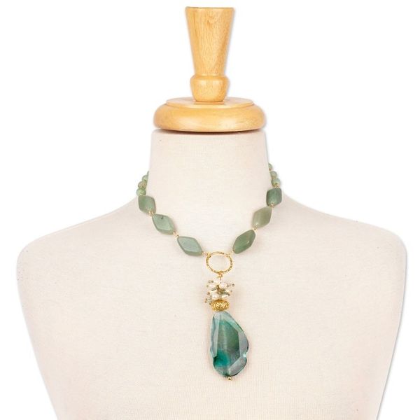 Alternate image for Gold-Accented Green Multi-Gemstone Pendant Necklace Divine Nature