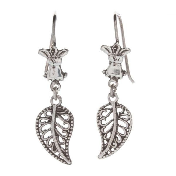 Alternate image for Leafy Sterling Silver Dangle Earrings in a Polished Finish Majestic Foliage