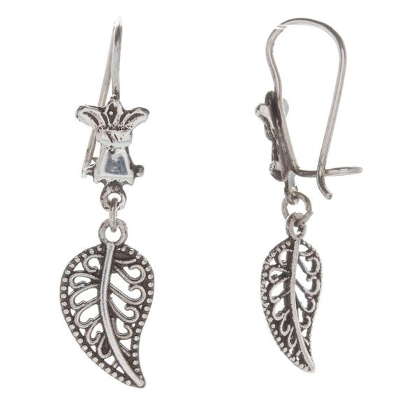 Alternate image for Leafy Sterling Silver Dangle Earrings in a Polished Finish Majestic Foliage