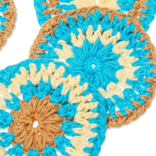 Alternate image for Set of 4 Handmade Turquoise and Brown Crocheted Coasters Turquoise Pinwheel