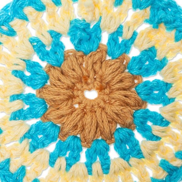 Alternate image for Set of 4 Handmade Turquoise and Brown Crocheted Coasters Turquoise Pinwheel