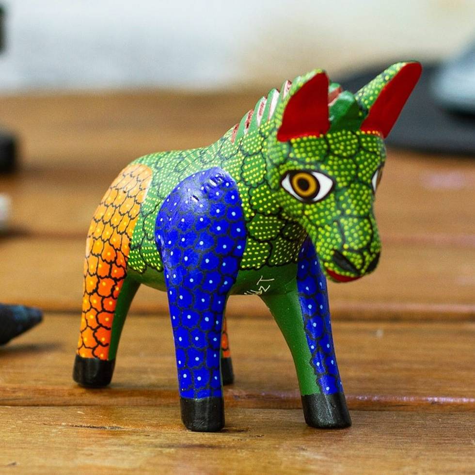 Wood Donkey Alebrije Figurine Carved and Painted by Hand 'Splendid Donkey'
