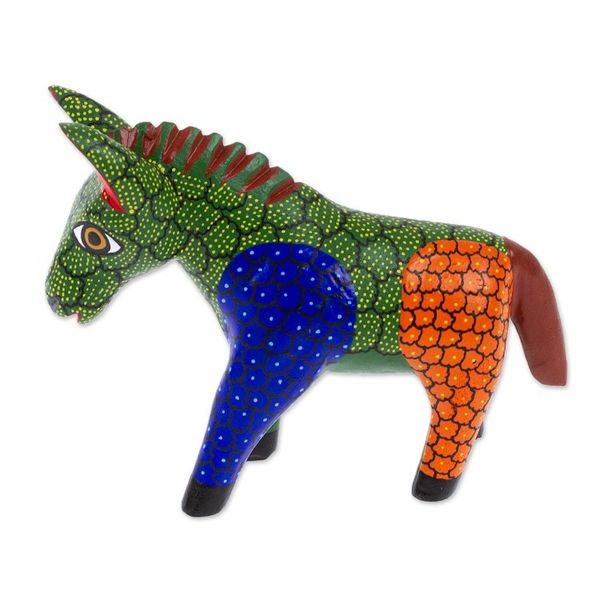 Alternate image for Wood Donkey Alebrije Figurine Carved and Painted by Hand Splendid Donkey