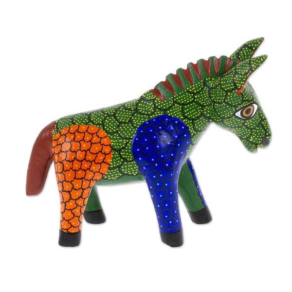 Alternate image for Wood Donkey Alebrije Figurine Carved and Painted by Hand Splendid Donkey