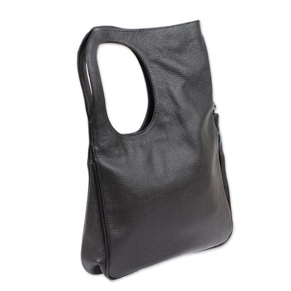 Alternate image for Embroidered Hummingbird Black Leather Handle Handbag Hummingbird Garden