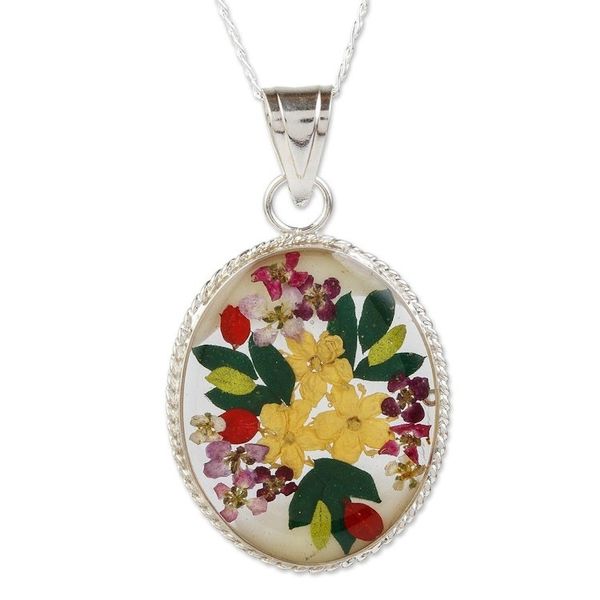 Alternate image for Classic Sylvan-Inspired Pendant Necklace with Wild Flowers Antique Daffodils