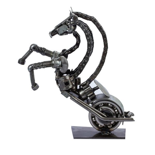 Alternate image for 11 Inch Rustic Motorbike Horse Recycled Auto Parts Sculpture Rustic Horsepower