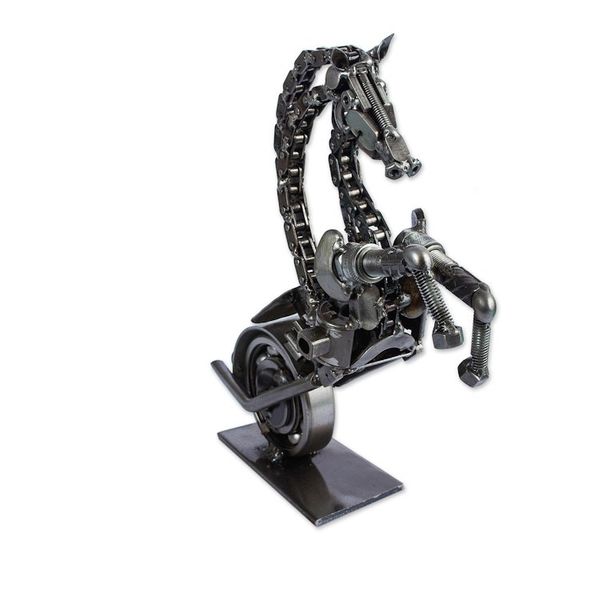 Alternate image for 11 Inch Rustic Motorbike Horse Recycled Auto Parts Sculpture Rustic Horsepower