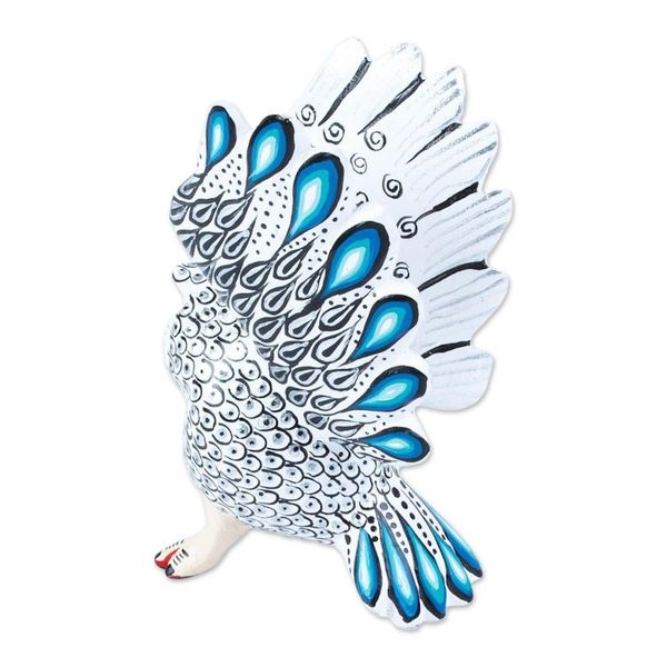 Alternate image for Blue Tipped White and Black Owl Alebrije Figure from Oaxaca Frosty Owl