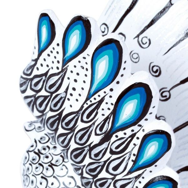 Alternate image for Blue Tipped White and Black Owl Alebrije Figure from Oaxaca Frosty Owl
