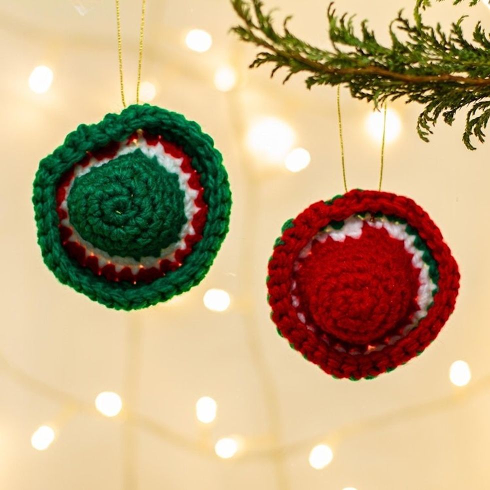Red and Green Sombrero Ornaments Pair 'Sombrero Cheer'