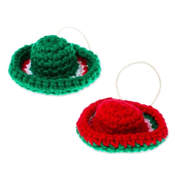Alternate image for Red and Green Sombrero Ornaments Pair Sombrero Cheer