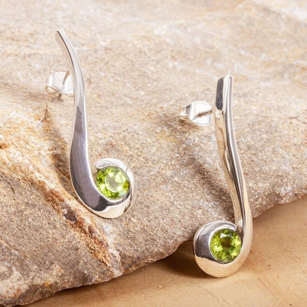 Contemporary Peridot Drop Earrings 'Embrace'