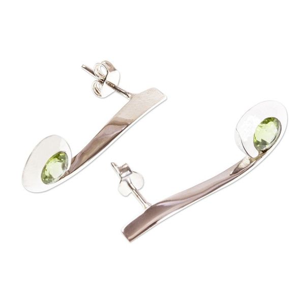 Alternate image for Contemporary Peridot Drop Earrings Embrace