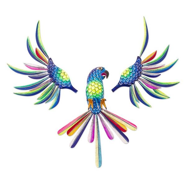 Alternate image for Handmade Blue Parrot Alebrije Sculpture from Mexico Perky Blue Parrot