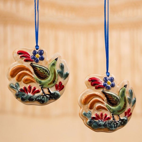 Alternate image for Hand-Painted Ceramic Green Bird Ornaments from Mexico Little Green Bird