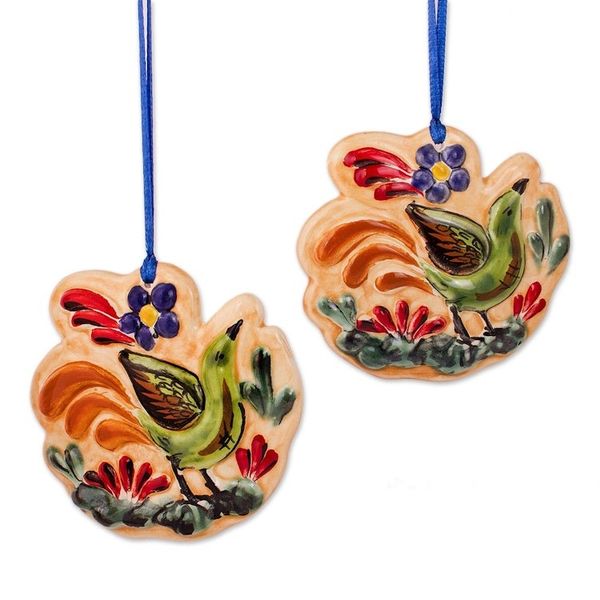 Alternate image for Hand-Painted Ceramic Green Bird Ornaments from Mexico Little Green Bird