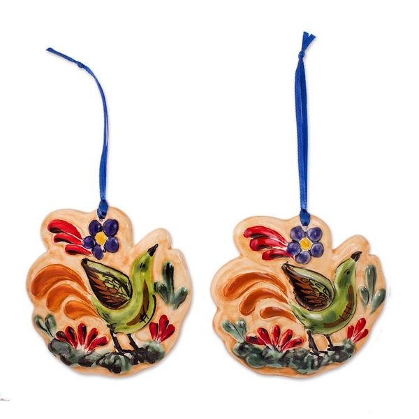 Alternate image for Hand-Painted Ceramic Green Bird Ornaments from Mexico Little Green Bird