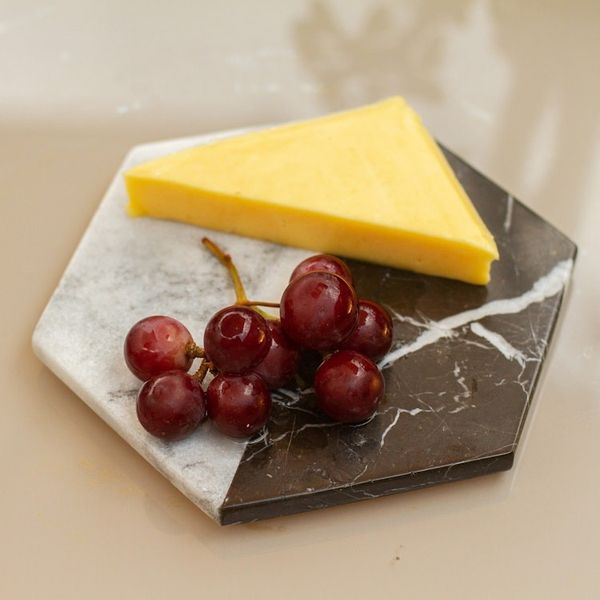 Alternate image for Artisan Crafted Marble Cheese Board in Black and White Opposites Attract