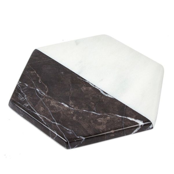 Alternate image for Artisan Crafted Marble Cheese Board in Black and White Opposites Attract