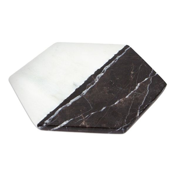 Alternate image for Artisan Crafted Marble Cheese Board in Black and White Opposites Attract