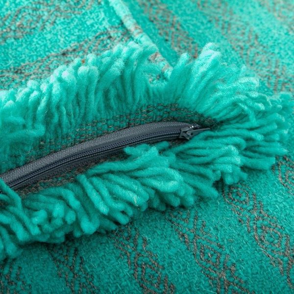 Alternate image for Sea Green and Grey Wool Cushion Cover Oaxacan Jade