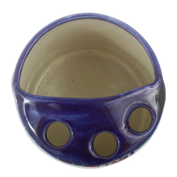 Alternate image for Artisan Crafted Multicolored Ceramic Toothbrush Holder Talavera Flowers