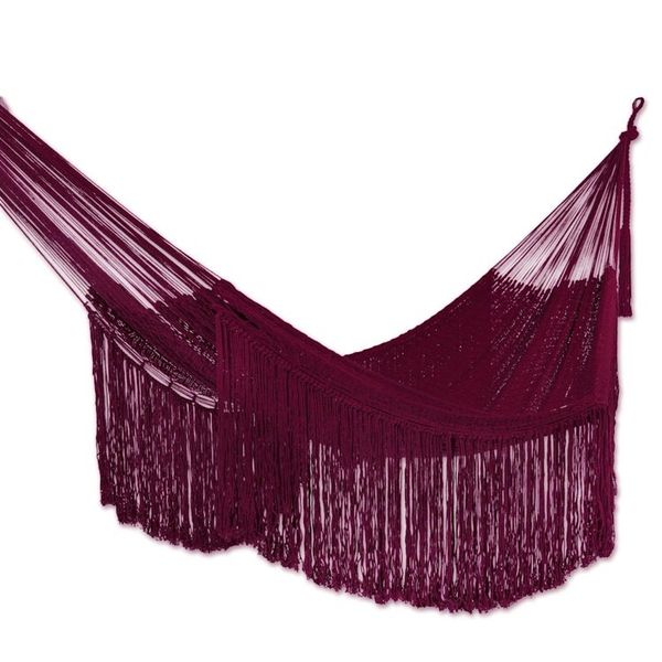 Alternate image for Cotton Rope Hammock in Wine Double Cascade in Wine