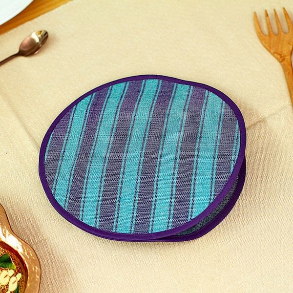 Alternate image for Backstrap Handwoven Mint and Blue Cotton Tortilla Warmer Cool Harmony