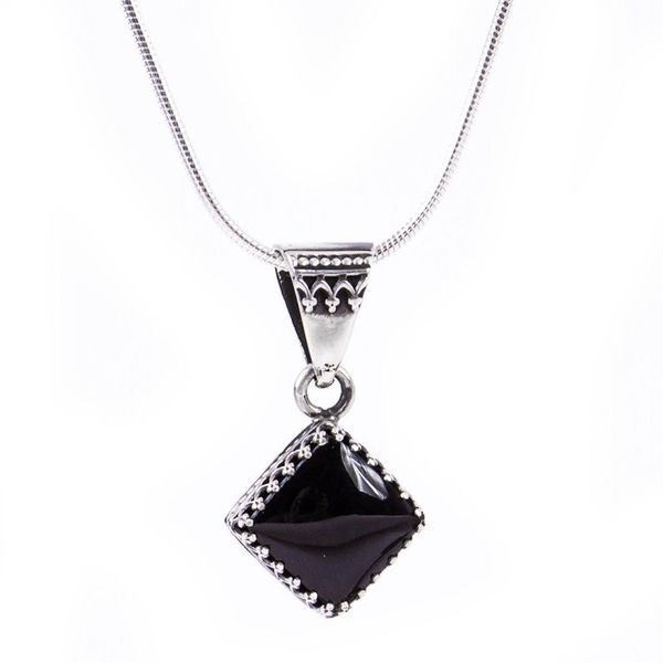 Alternate image for Taxco Silver and Obsidian Pendant Necklace from Mexico Black Splendor