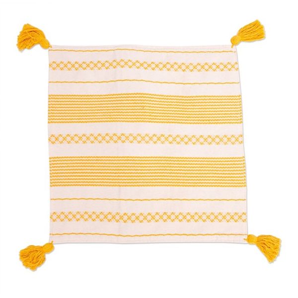 Alternate image for White and Yellow Hand Loomed Cushion Cover Millenary Marigold