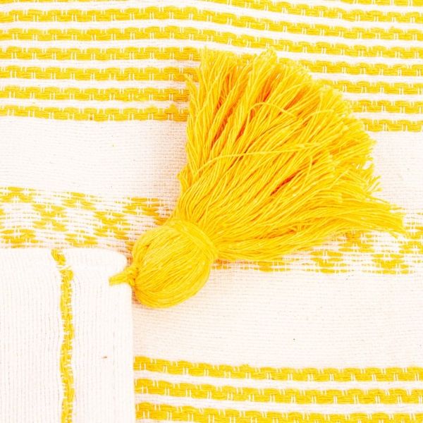 Alternate image for White and Yellow Hand Loomed Cushion Cover Millenary Marigold