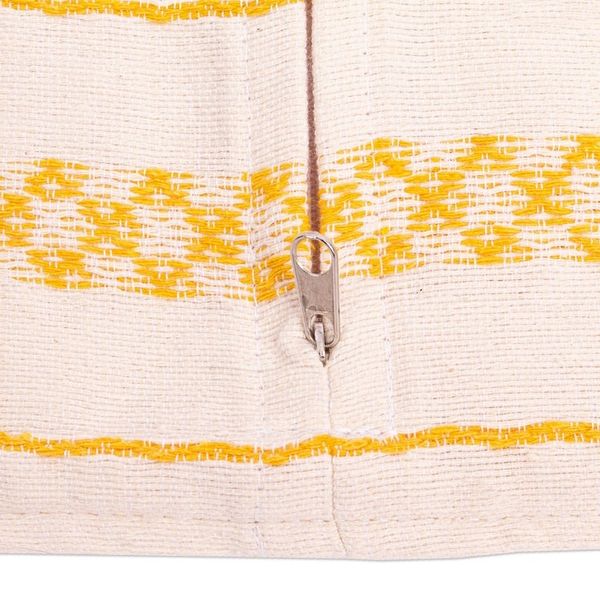 Alternate image for White and Yellow Hand Loomed Cushion Cover Millenary Marigold