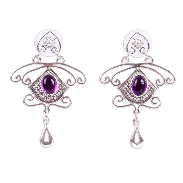 Alternate image for Amethyst and Sterling Silver Dangle Earrings from Mexico Wondrous Desire