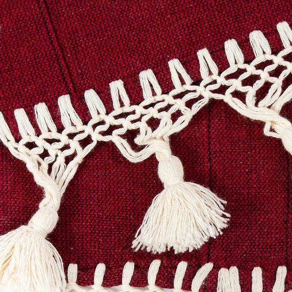 Alternate image for Zapotec Handwoven Burgundy and Ivory Cotton Table Runner Burgundy Zapotec Tradition
