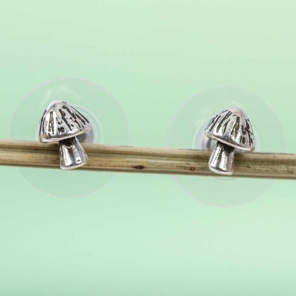 Mushroom Shaped Taxco Silver Stud Earrings 'Taxco Mushrooms'