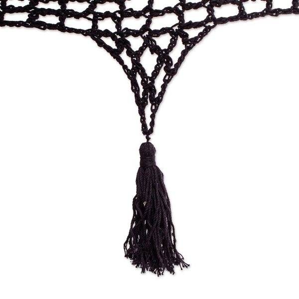 Alternate image for Black Hammock with Macrame Panels Double Mirage in Black