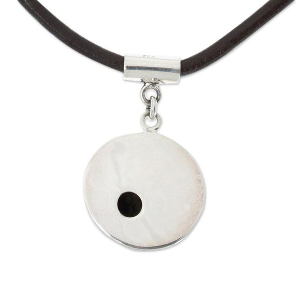 Alternate image for 950 Silver Pendant on Leather Adjustable Cord from Mexico Cosmos
