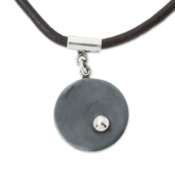 Alternate image for 950 Silver Pendant on Leather Adjustable Cord from Mexico Cosmos