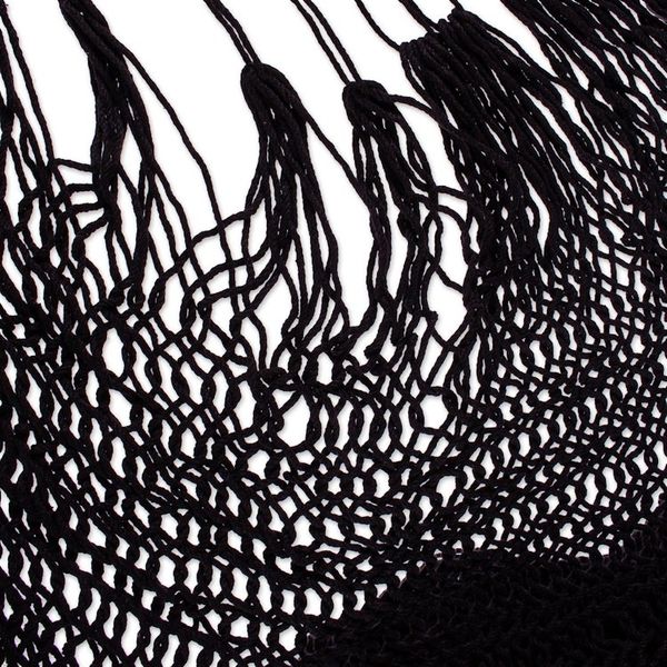 Alternate image for Black Fringed Cotton Rope Mayan Hammock Swing from Mexico Sea Breezes in Black