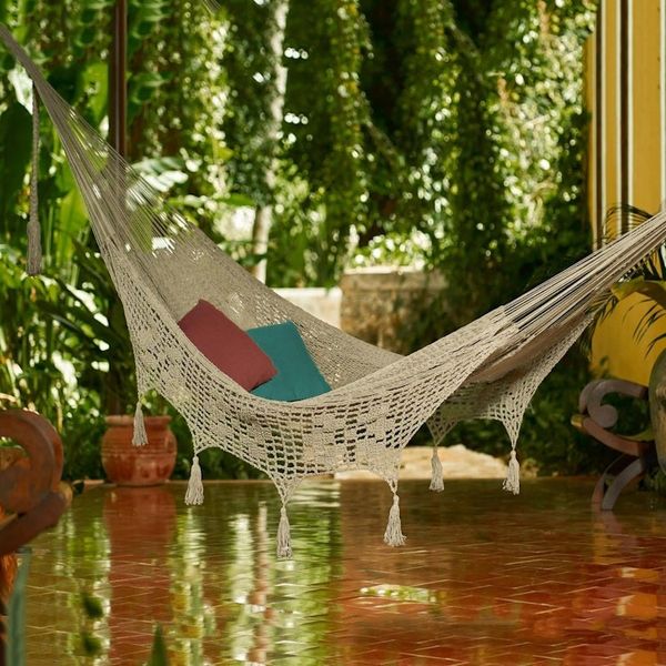 Alternate image for Hand Woven Grey Cotton Hammock Double Mirage in Grey