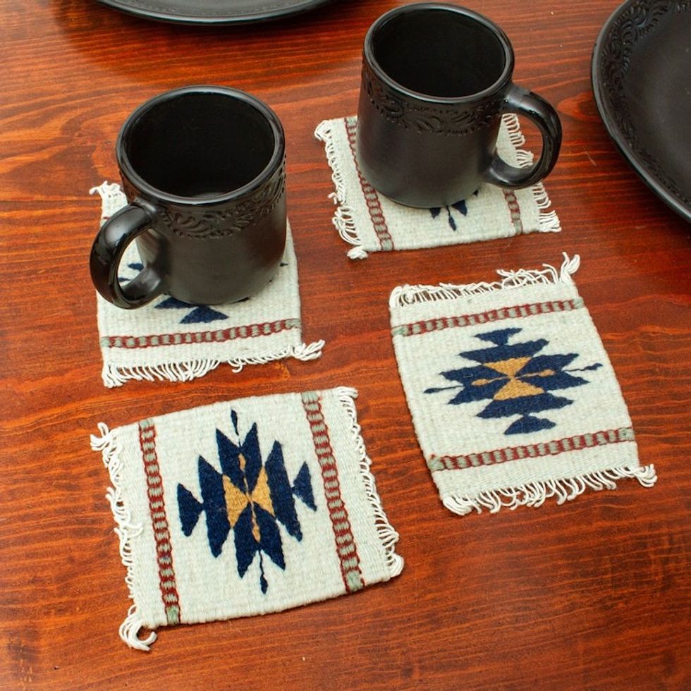 Handcrafted Wool coasters Set of 4 'Midnight Star'