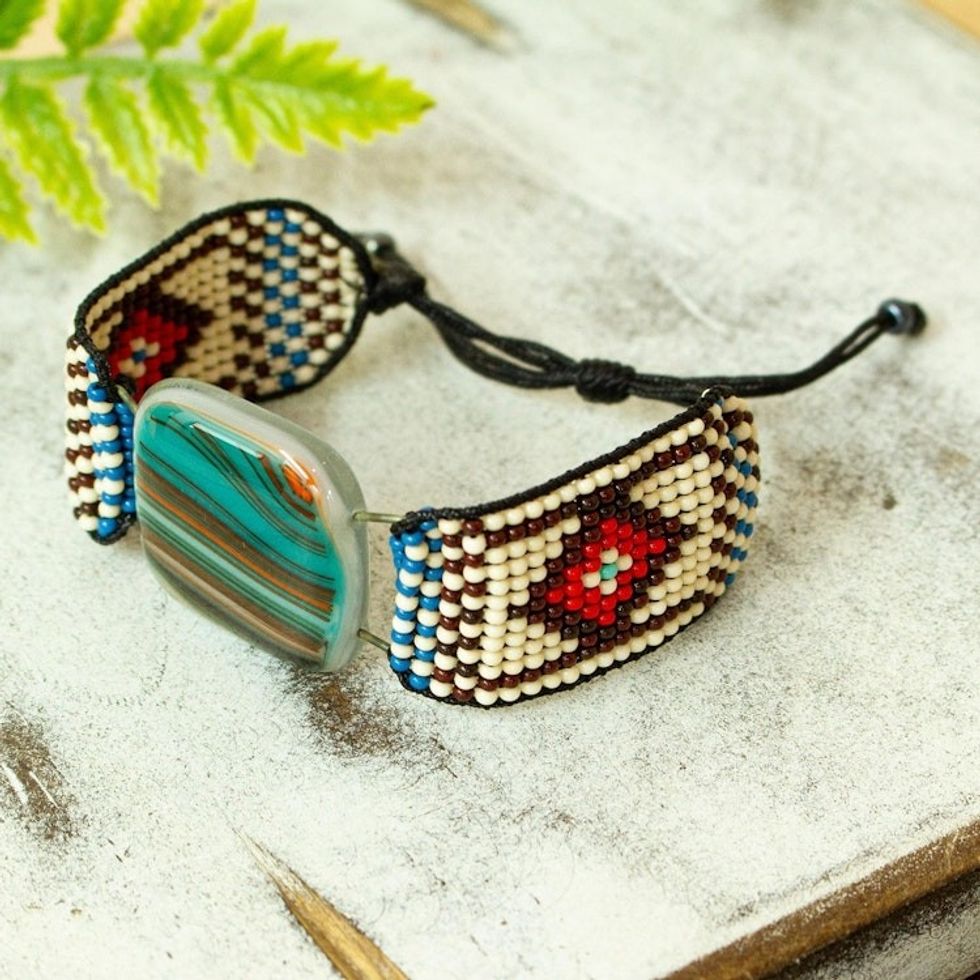 Handmade Fused Glass Bracelet 'Zapopan Currents'