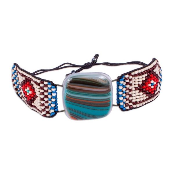 Alternate image for Handmade Fused Glass Bracelet Zapopan Currents