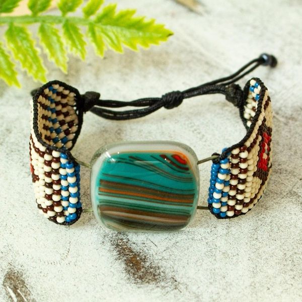 Alternate image for Handmade Fused Glass Bracelet Zapopan Currents